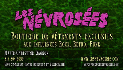 Business card design for the Montreal fashsion designer Les Nevrosées